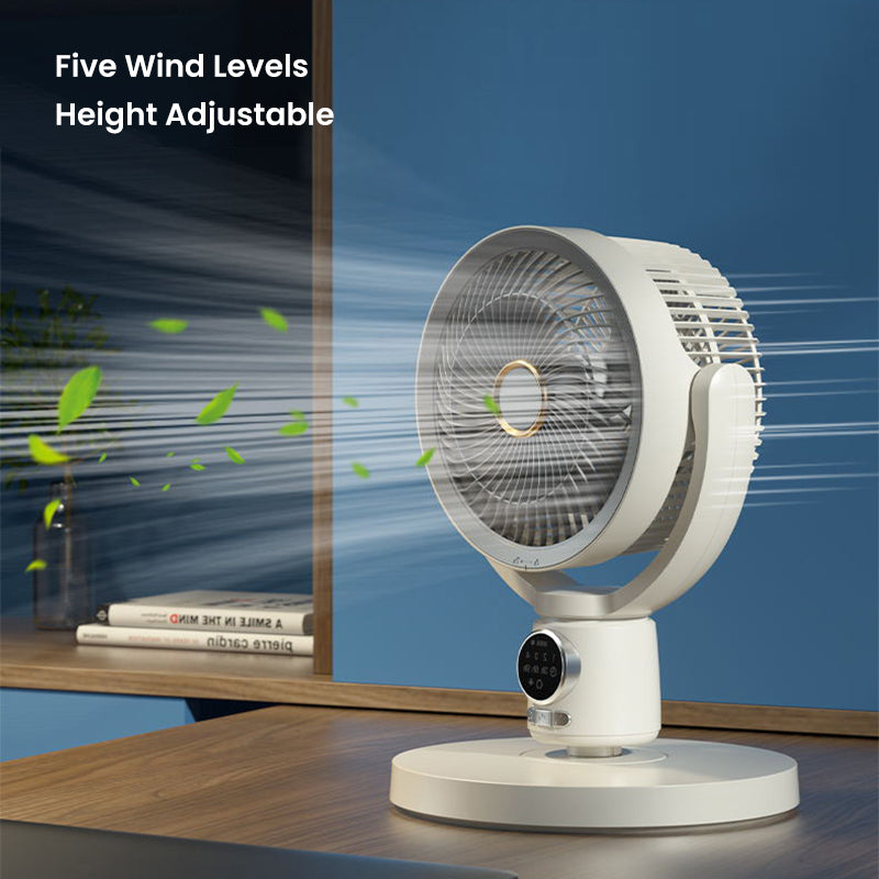 HUNTINGOOD Floor Desktop Fan with 5 Speeds Portable Fan Desk Fan for Bedroom Fan Quiet Rechargeable Fan