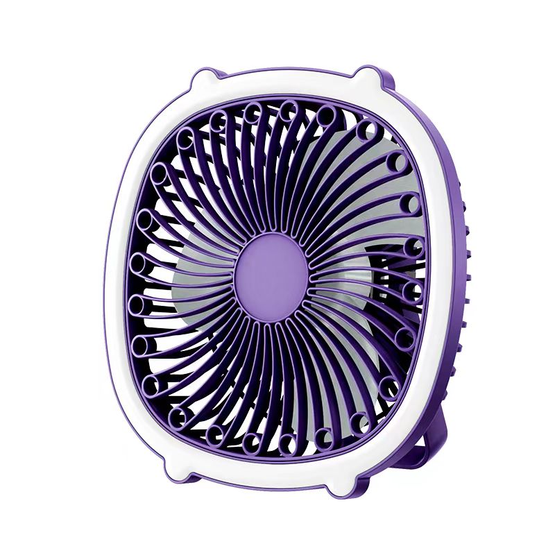 HUNTINGOOD Multifunctional Desktop Air Circulation Fan/Rechargeable Portable Fan with Three Gears Wind, 180° Rotary Angles Wind Blowing, Stepless Dimming Light, Silent Operation, Hanging and Standing for Bedroom, Living Room, Kitchen, Office, Dormitory